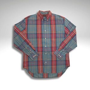 VTG Hunting Horn Tartan Plaid Button-Down | Hong Kong Era Heritage Shirt L
